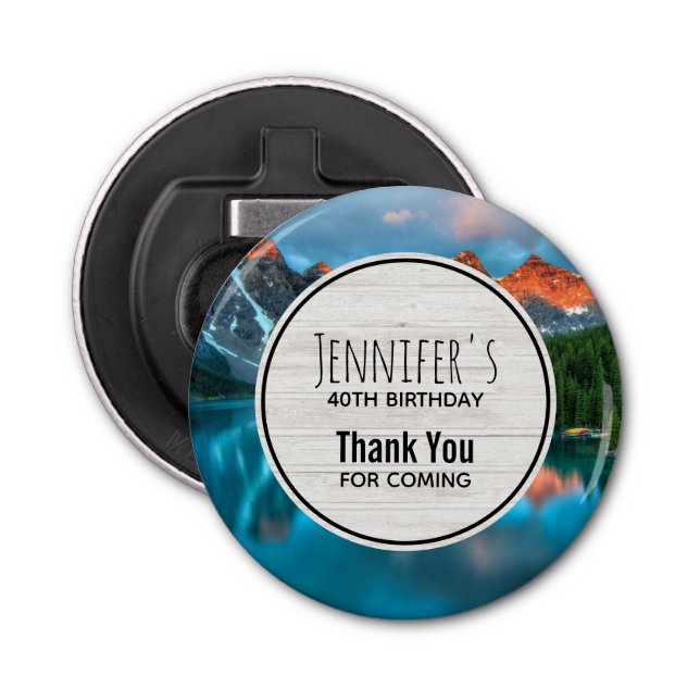 Scenic Mountain & Lake Photograph Birthday Bottle Opener (Front)