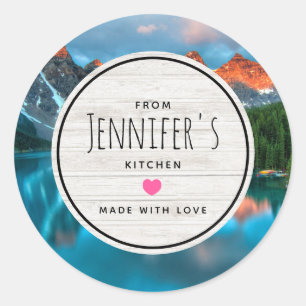 Scenic Mountain & Lake Photograph Kitchen Classic Round Sticker