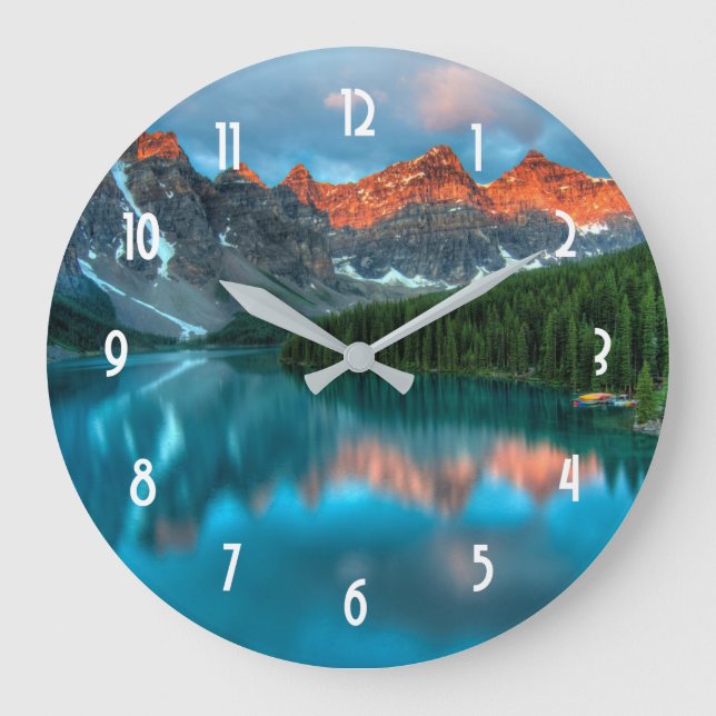 Scenic Mountain Landscape Photograph Large Clock (Front)