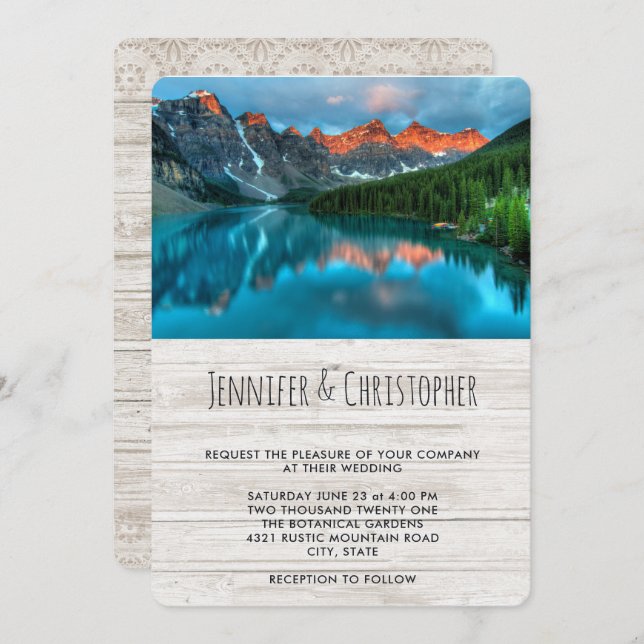Scenic Mountain Landscape Photograph Wedding Invitation (Front/Back)