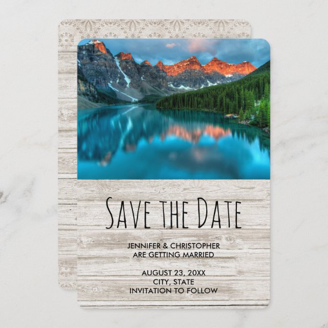 Scenic Mountain Landscape Photograph Wedding Save The Date (Front/Back)