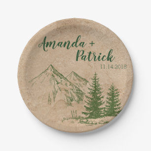 Scenic Mountain Range Wedding Paper Plate