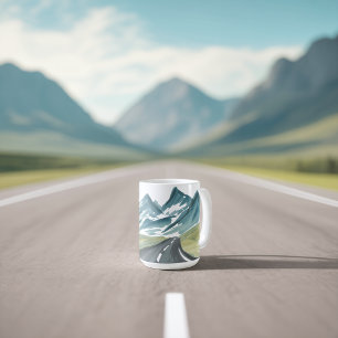 Scenic Mountain Road Watercolor Art Mug