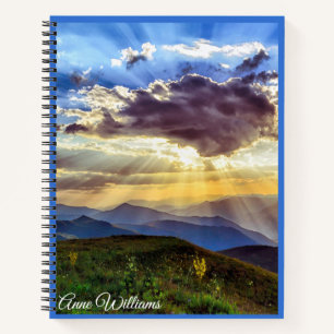 Scenic Mountain View Sun Bursting Through Clouds Notebook