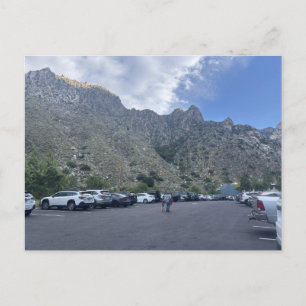 Scenic Mountain Viewpoint Parking Lot with Cars  Postcard