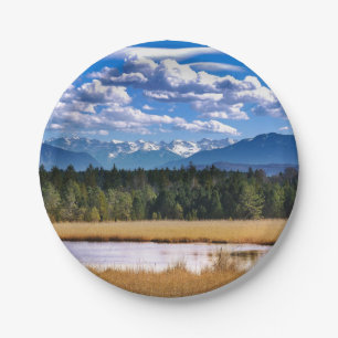 Scenic Mountains Alpine Landscape Paper Plate