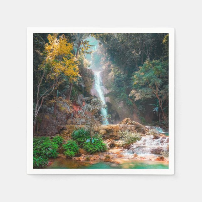 Scenic Nature Fantasy Waterfall Napkin (Front)