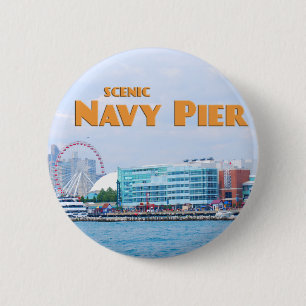 Scenic Navy Pier - Chicago Illinois 6 Cm Round Badge