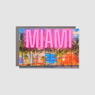 Scenic Neon Miami Waterfront   Car Magnet
