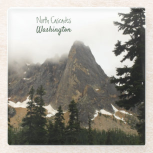 Scenic North Cascades Washington Mountain Photo Glass Coaster