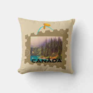 Scenic Northern Landscape in a Postage Stamp Frame Cushion