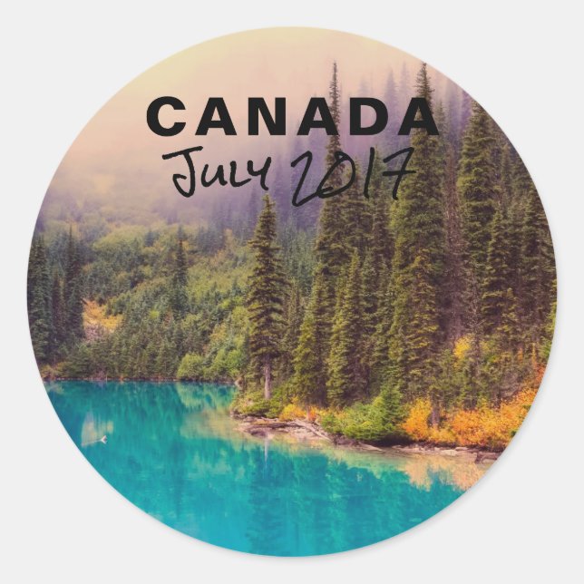 Scenic Northern Landscape Rustic Canada Classic Round Sticker (Front)