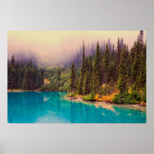 Scenic Northern Landscape with Pine Trees Rustic Poster