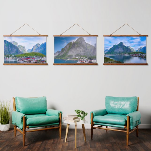 Scenic Norwegian landscape Lofoten Islands Norway Hanging Tapestry (Living Room)