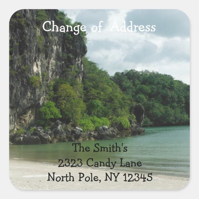 Scenic Ocean Change of Address Square Sticker (Front)