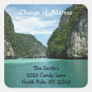 Scenic Ocean Change of Address Square Sticker