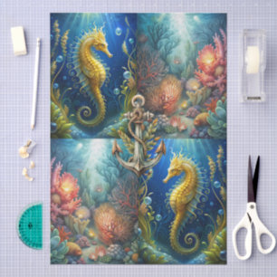 Scenic Ocean Coral, Seahorses & Anchor Decoupage Tissue Paper