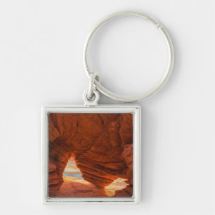 Scenic of eroded sandstone cave key ring