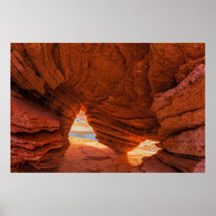 Scenic of eroded sandstone cave poster