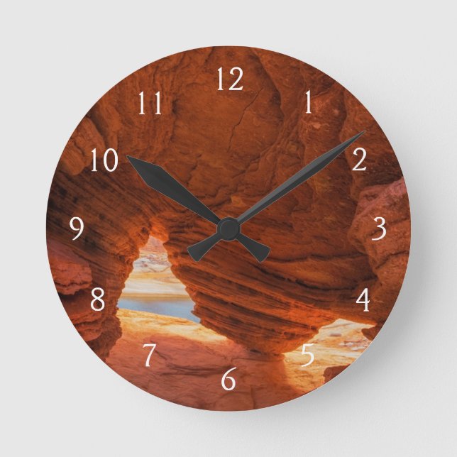 Scenic of eroded sandstone cave round clock (Front)