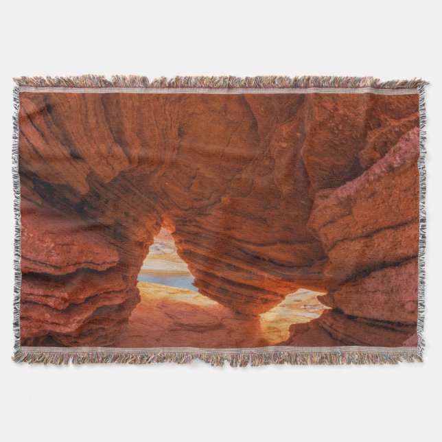 Scenic of eroded sandstone cave throw blanket (Front)