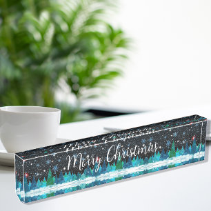 Scenic Office Christmas Decoration Acrylic Plaque Nameplate