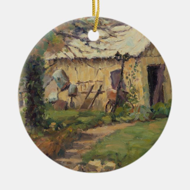 Scenic Old Tool Shed behind Augusta Missouri Home Ceramic Ornament (Front)