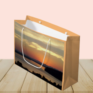 Scenic Orange Seascape Sunset Large Gift Bag