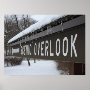 Scenic Overlook Sign in Winter Poster