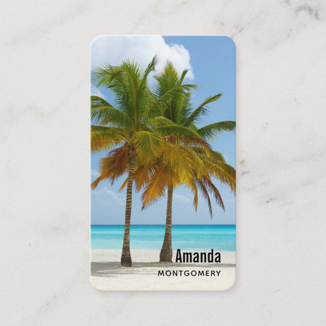 Scenic Palm Trees on a Tropical Beach Business Card (Front)