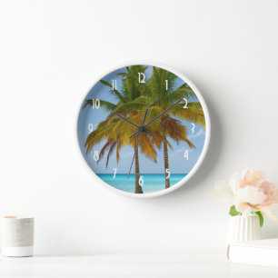 Scenic Palm Trees on a Tropical Beach Clock