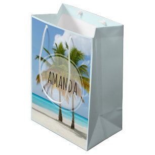 Scenic Palm Trees on a Tropical Beach Medium Gift Bag