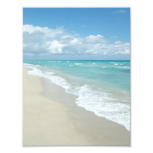 Scenic Peaceful White Sand, Blue Water Beach Photo Print