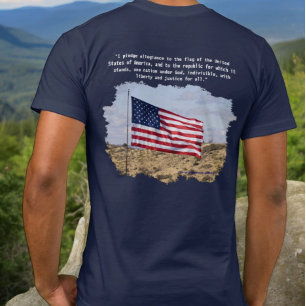 Scenic Photo of American Flag Pledge of Allegiance T-Shirt
