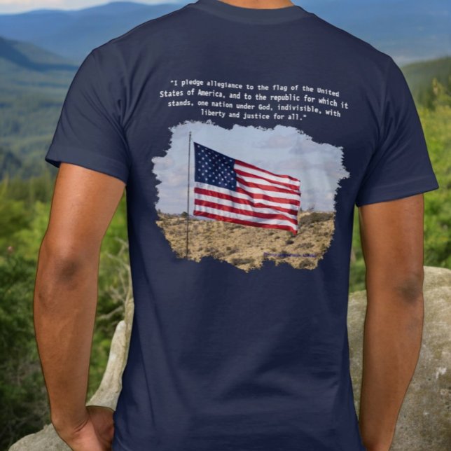 Scenic Photo of American Flag Pledge of Allegiance T-Shirt (tee shirt back design )