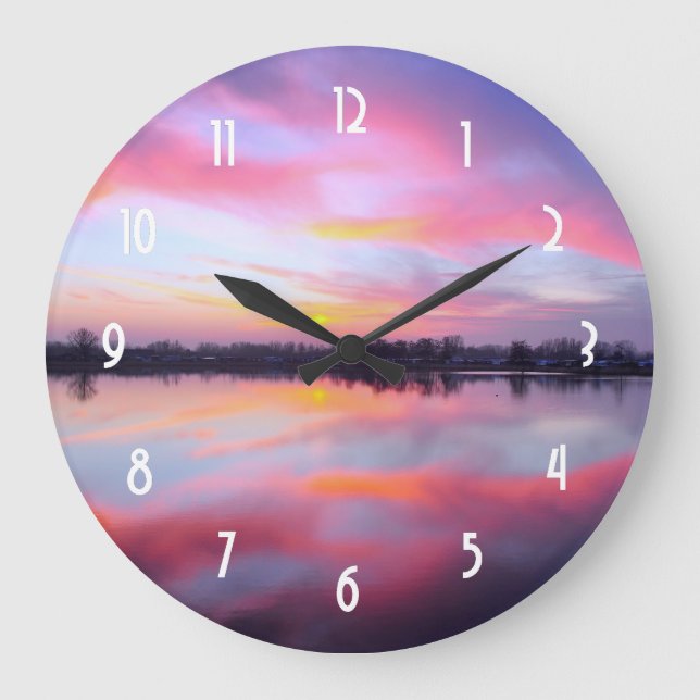 Scenic Pink Landscape Large Clock (Front)