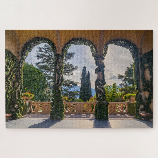 Scenic porch in Villa on Lake Como, Italy Jigsaw Puzzle (Horizontal)