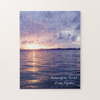 Scenic Pretty Purple Yellow Sunset Customisable Jigsaw Puzzle
