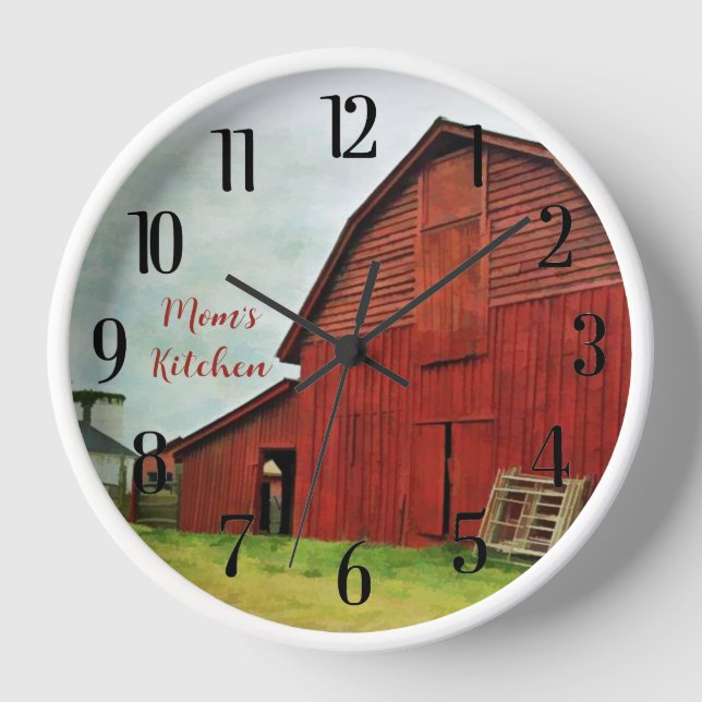 SCENIC RED RUSTIC BARN CLOCK (Front)
