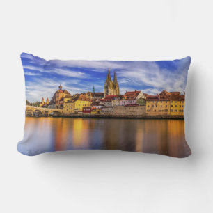 Scenic Regensburg River View  Lumbar Cushion