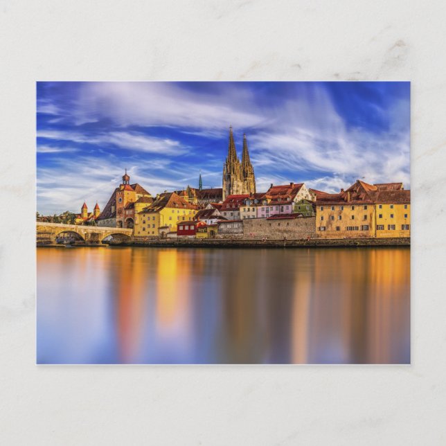 Scenic Regensburg River View Postcard (Front)