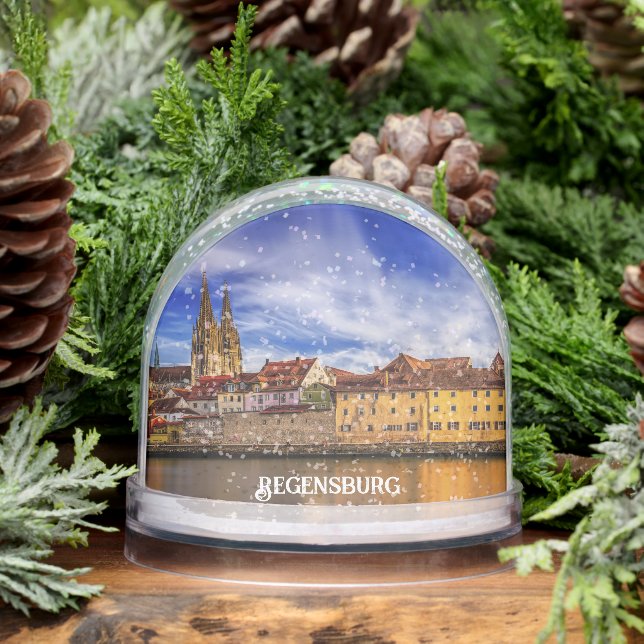 Scenic Regensburg River View Snowglobe (Winter)