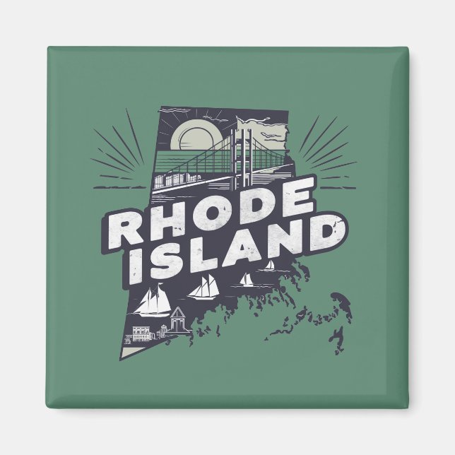 Scenic Rhode Island Retro Silhouette  Magnet (Front)