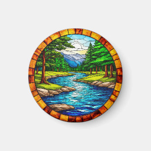 Scenic River and Forest Landscape Magnet