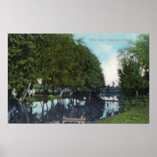 Scenic River with Canoe SceneEugene, OR Poster