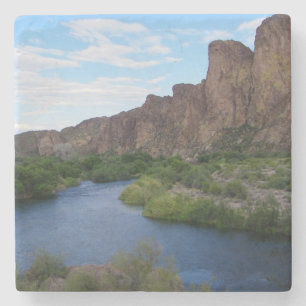 Scenic saguaro lake stone coaster