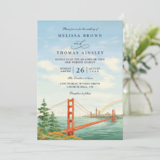 Scenic San Francisco Destination QR Code Wedding Invitation