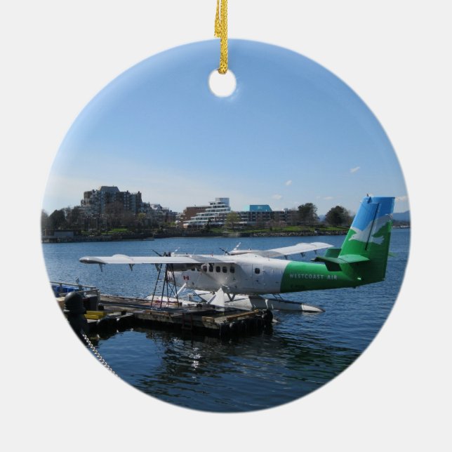 Scenic Seaplane in Victoria Ceramic Tree Decoration (Back)
