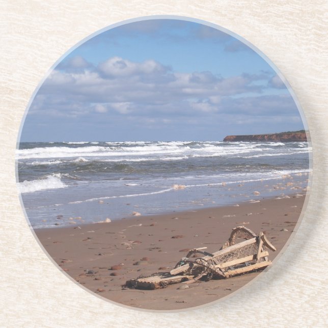 Scenic Series---PEI Beach Broken lobster Trap Coaster (Front)