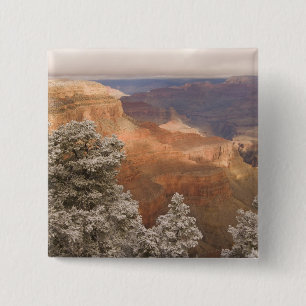 Scenic snowy winter landscape along the south 15 cm square badge